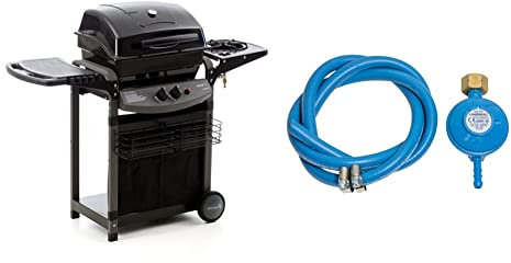 Sochef Pi & ugrave;saporillo Barbecue, Sistema di Cottura a Pietra Lavica, Nero, 52x122x103 cm & Campingaz Regolatore Di Pressione Del Gas Accessorio Per Barbecue E Grill, 15 x 25 x 5 Cm