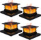 Dynaming 4 Pack Solar Flame Post Lights Outdoor, Solar Powered Fence Post Cap Lights, High Brightness Flickering Flame SMD LED Lighting Decor for Garden Deck Patio, 4x4, 5x5 or 6x6 Vinyl/Wooden Posts