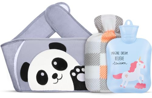 Hot Water Bottle, Warm Water Bag Rubber Hot Water Pouch with Soft Plush Hand Waist Warmer Cover, Cute Unicorn Hot Water Bag for Pain Relief from Arthritis, Headaches, Hot and Cold Therapy