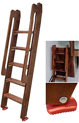 Hochbett Leiter Bauernhaus Vintage Etagenbettleiter, Hochbelastbare Massivholz-Etagenleiter für Wohnmobile mit Armlehne und Haken, 49/59 Stufenleiter für Loftwohnung (Size : 5 Step 150cm/59)