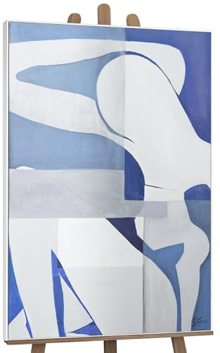 YS-Art XXL Abstrakt Acrylbild Sandy handgemalte Minimalismus Blau
