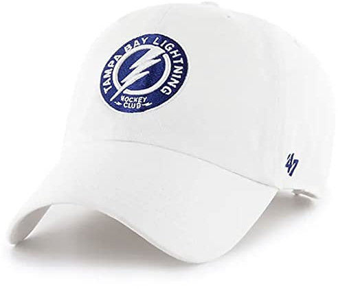 '47 Tampa Bay Lightning Herren Damen Clean Up Verstellbarer Strapback Weiß Team-Farbe Logo Hut, Weiss/opulenter Garten, Einheitsgr��e