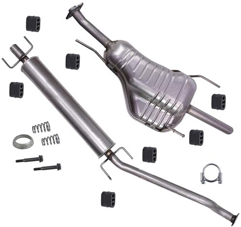 ATEC Germany Auspuff Schalldämpfer Set 1x Mittelschalldämpfer, 1x