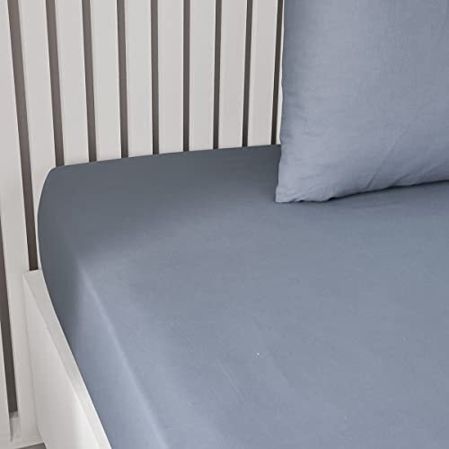 TODAY Essential Spannbettlaken, 90 x 190 cm, für Einzelbett, 100% Baumwolle, einfarbig, Denim