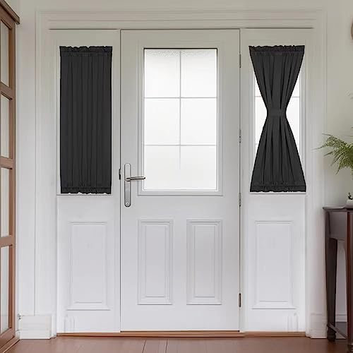 PANOVOUS French Door Curtains Set of 2 Blackout-Door Window Curtains for Small Window Sidelight Blackout Curtain Rideaux Sun Blocking/Privacy Protecting 25W x 40L 2 Panels