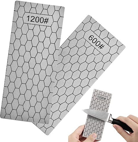 2 Stück Diamant Schleifstein, Wabenoberfläche Wetzstein Messerschleifstein, Diamantschärferplatte Diamant Schleifsteine für Taschenmesser Schere Küchengeräte, Körnung 600/1200