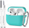R-fun Funda para AirPods Pro 2ª/1ª Generación con Kit de Limpieza, Protección Completa de Silicona para Apple AirPods Pro 2023/2022/2019 Funda de Carga [LED Frontal Visible],Turquesa