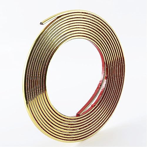 Gold Self Adhesive 3d Wall Edging Strip Peel and Stick Trim Seam Wall Sticker Decor Tape Decorative for Ceiling/Corner/Mirror/Furniture/Door/Wardrobe/Home and Auto Decor (0.8CM*5M/0.31IN*16.4FT)