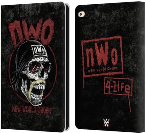 Head Case Designs Offizielle WWE Schädel NWO Leder Brieftaschen Handyhülle Hülle Huelle kompatibel mit Apple iPad Air 2 (2014)