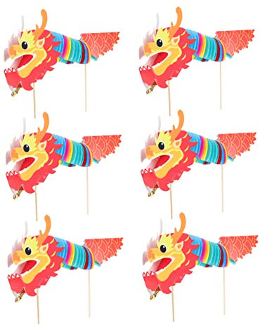 BESTonZON 12 Sätze handgefertigter Drache aus Papier Bastelspielzeug Drachen Kinderspielzeug interaktives spielzeug Girlande Spielzeuge Kindergarten basteln neujahr dekor Handheld schmücken