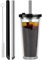 ALINK 24 Oz Iced Coffee Tumbler,Reusable Cup Leak Proof and Double Wall Insulated Bubble Tea Cups with Reusable Plastic and Metal Straws(Black)