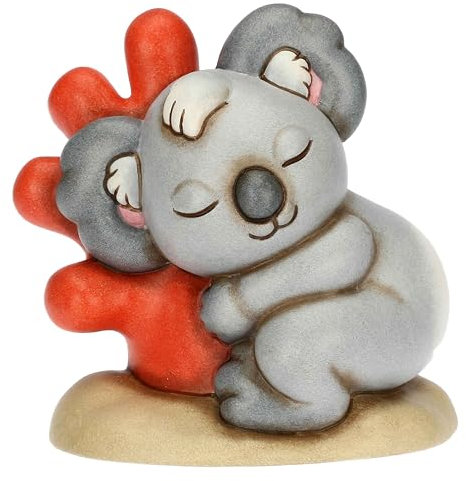 THUN, Koala Sydney su Corallo in Ceramica Decorata a Mano, Versione Piccola, Statuine da Collezione, Linea Mare da Amare, 9.3 x 7.2 x 9 cm h