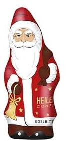 Heilemann Weihnachtsmann Edelbitter – 30 g – Weihnachts-Schokoladenfigur aus Zartbitterschokolade – ca. 10 cm groß – Festlich verpackt in Stanniol – Ideal für Nikolaus & als Deko