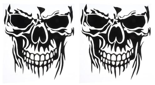 YYlingx 2Pcs 3D Skull Car Hood Stickers, Black PET Reflective Car Window Stickers, Skull Style Bumper Stickers