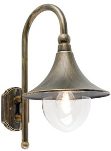 Qazqa - Klassisch I Antik Smarte Außen Wandleuchte AntikGold I Messing IP44 inkl. Wifi A60 - Daphne Dimmer I Dimmbar I Außenbeleuchtung - Aluminium Rund - LED geeignet E27