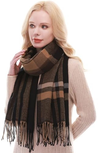 RIIQIICHY Schal Damen Winter Kariert Schals Tücher Winterschal Frauen Kuschelig XXL Pashmina Schal Herbst Dicker Schal mit Fransen