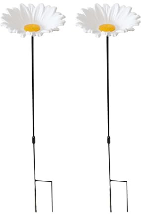 DIVCHI Bird Feeders Free Standing Flower Birds Feeding Station | Garden | Outdoor | Pole | Decorative | Wild Bird | Seed | Nut | Water | Bowl | Bath | Dish (Pack of 2) (White)