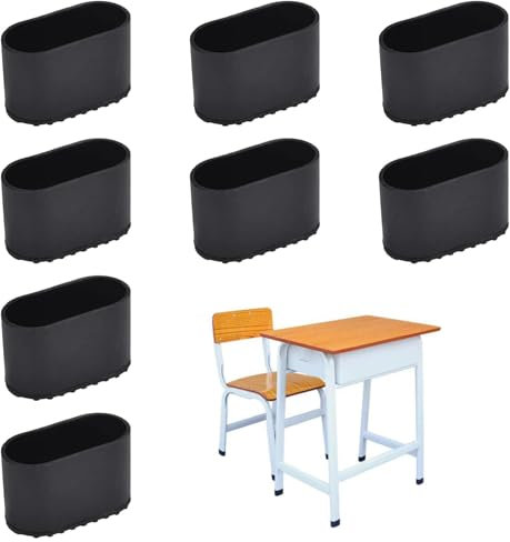 EnixwH 40 Stück Ovale Stuhlbeinkappen, Stuhlbeinschoner, Schutzkappen für Stuhlbeine, Fußkappen für Gartenstühle 40x20 MM, für Möbel Tisch Bodenschutz, Vermeiden Sie Kratzer & Geräusche (Schwarz)