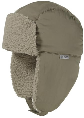 maximo Uni Teddy Fur Kids Fliegermütze Pilotenmütze Kindermütze Chapka Wintermütze Kinder - Made in Germany mit Ohrenklappen, Futter Herbst-Winter Winter - 49 cm Oliv