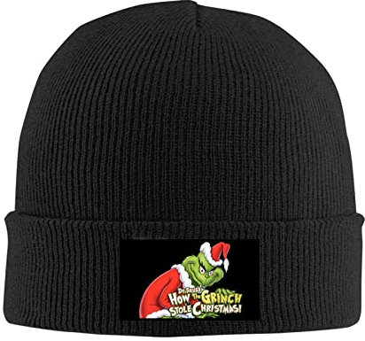 kenwozi How The Grinch Stole Christmas Winter Warm Knit Beanie Cap Black, Schwarz , Einheitsgröße