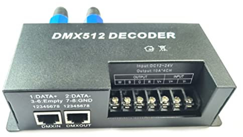 Weduspaty DMX DECODER LED Controller DMX512 Dimmer RGBW LED Strip Light Decoder a 4 canali Nero