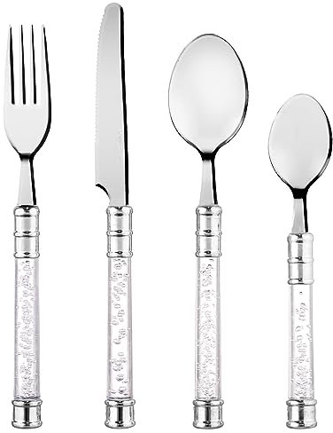 Stainless Steel Everyday Bubble Cutlery Set, 16 Pieces - Clear