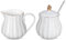 MEETOZ Ceramic Sugar and Creamer Set, Sugar Set with Lid & Spoon, Tea or Coffee Serving Set with Cream Pitcher, Dishwasher Safe, Set of 3, White