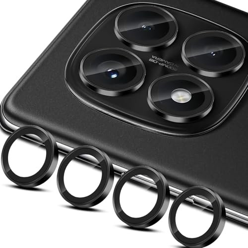 LiiLaa Kameraschutz für Xiaomi 14T 5G und Redmi Note 14 Pro 4G, 2 Set Kamera Glas, Individuelle Ring aus Metall Linse Schutz Folie, HD Klar, Anti-Kratzen - Schwarz
