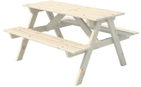 Gartenpirat Kindersitzgruppe Picknicktisch mit 2 Bänken aus Kiefern-Holz unbehandelt Kindergarnitur für den Garten