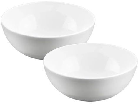 Wilmax - Ciotola in porcellana - 1700 ml - set da 2 - Insalatiera - bianca - per snack, insalate - Ø 20 cm - Cestino per frutta, cereali - Elegante e resistente ai graffi - Ideale come regalo