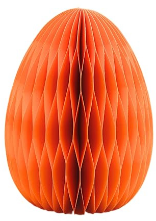 Dekohelden24 Großer Deko Honeycomb, Papier Honeycomb, Wabenei aus Seidenpapier, Osterei aus Papier/Pappe in Orange, Magnetisch, Lieferumfang 1 Stück, L/B/H 11 x 11 x 15 cm.