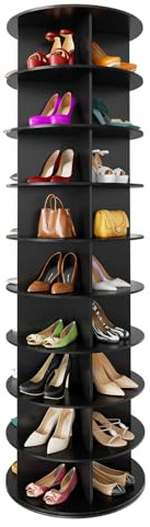 SpaceAid Drehbares Schuhregal mit 9 Ebenen, drehbares Schuhregal, drehbares Schuhregal, 360° drehbares Schuhregal, Aufbewahrung, rundes Karussell, vertikale Handtasche, drehbare Schuhe