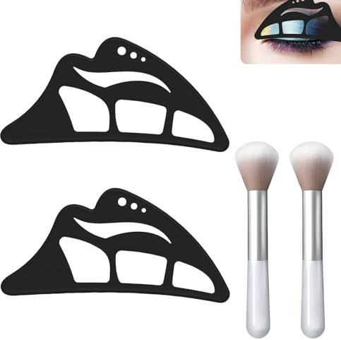 Eyeliner Schablone 2 Stück Lidschatten Schablone Schwarze Lidschattenschablonen für Augen,Eyeshadow Stencil für Make-up-Liebhaber und Anfänger (Wird mit Pinseln*2 Geliefert)
