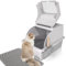 MIWOOYY 180° Flip Top Stainless Steel Cat Litter Box with Lid, XL Front Top Dual Enclosed Litter Box, Entry Steel Extra Large Cat Litter Pan with Trapping Mat & Metal Scoop
