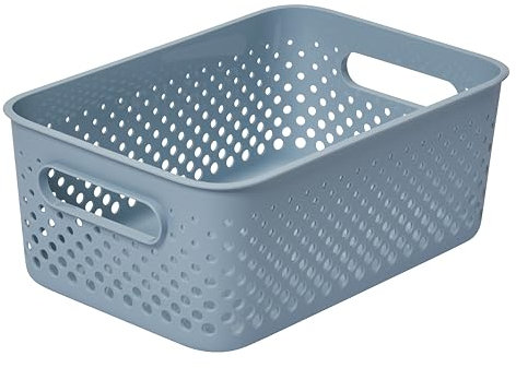 SmartStore Aufbewahrungskorb mit Griffen in blau 5,6L (29,5x20,5x12cm) I Körbchen Aufbewahrung aus recyceltem Kunststoff I Essence M Aufbewahrungskorb I Aufbewahrungsboxen mit 10 Jahren Garantie
