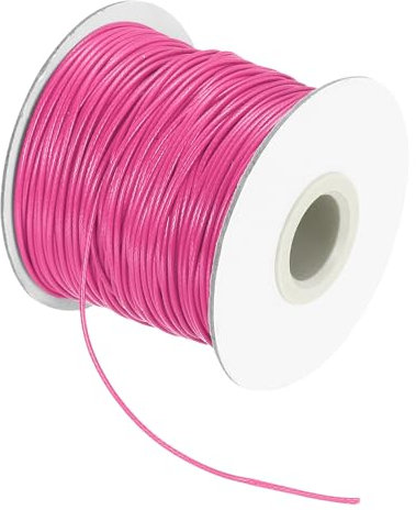 sourcing map Waxed Cord 1mm Waxed Thread 87 Yard Wax String Leather Cord for Bracelet Making, Necklaces, Beading, Jewelry Making and DIY Crafts(Dark Pink)