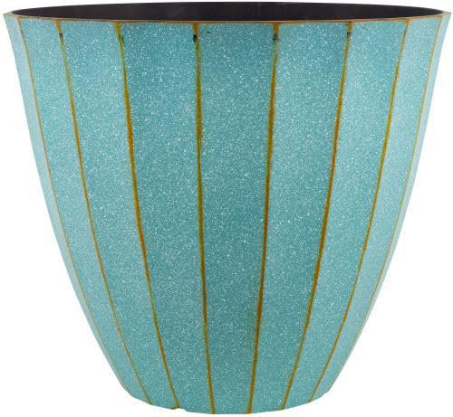 Muddy Hands 26 Litre Large Patina Copper Decorative Round Plastic Planter Outdoor Garden Flower Herb Tree Ornamental Plant Pot