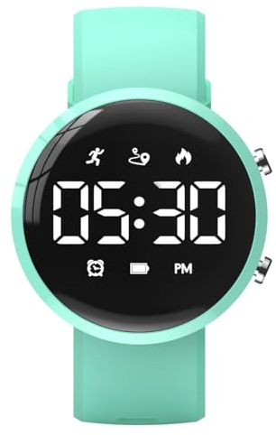 Focwony Digital Fitness Tracker Watch for Kids, Waterproof Watch with Pedometer Distance Calories Stopwatch Alarm Clock Great Boys Girls Kids Teens (Green)