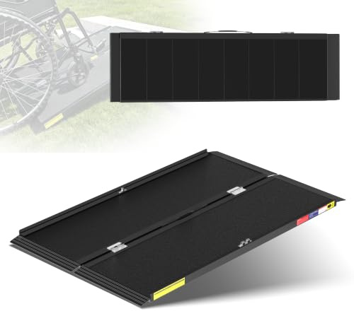 Nelyrho 122cm Portable Wheelchair Ramp for Home Steps & Doorways | Non-slip aluminum, folding design. Quick-lock system. Use on doorways, home steps & thresholds. Lightweight & portable