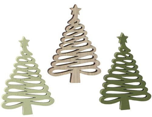 Streuteile Weihnachten Tanne Stern Grün Holz Deko 3x4,5cm 72 Stk, 72 Stück
