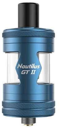 Aspire Nautilus GT 2 Atomiseur de joue et poumon pour cigarette électronique 25 mm – Réservoir 4,5 ml, recharge par le haut, tir réglable, Drip Tip 510, Coil 0,3 Ω et 1,8 Ω (Bleu)