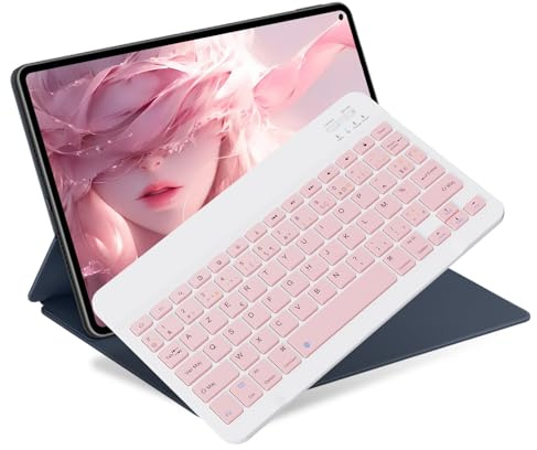 NOOX Clavier Bluetooth pour Tablettes iPad A16 M2 M3 M4 M5, iPad Pro 13/12/11/10/9/8/7, iPad Air 13/11e Génération, iPad Mini, Tablettes - Accessoires Informatiques de Voyage Portables sans Fil Fins