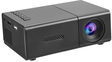 ASHATA Proyector Compacto, Proyector de Películas LED Portátil Keystone Vertical Automático, Inalámbrico 1080P HD 4K con Altavoz Estéreo y Control Remoto para Películas en (Enchufe de la UE)