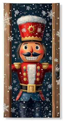 Nussknacker-Türabdeckung, Banner, dekorativ, festliches Winterwunderland, Urlaubsdekoration, für drinnen und draußen, Weihnachten, 91,4 x 183,9 cm