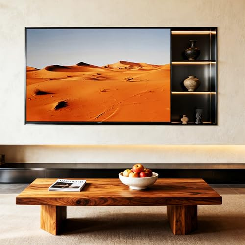 Asiwnshw TV Stand with LED Lights for 65-100 Inch TV, Built-in TV Niche Cabinet, Entertainment Center Television Stands, TV Console Table for Living Room, Bedroom, Black(90in)