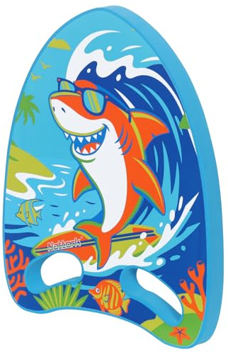 Nattork Planche de natation pour enfants et adultes, équipement d'entraînement avec Kickboard à poignées pour enfants de 3 à 6 ans (Requin-Cavalier)