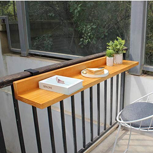 LIANGLIANG Balkon Wandregal Suspension Geländer Hängetisch Multifunktions-Wein-Tabelle Quader Langlebig Stabil Casual, 5 Farben (Farbe : Holzfarbe, größe : 120x25x10cm)
