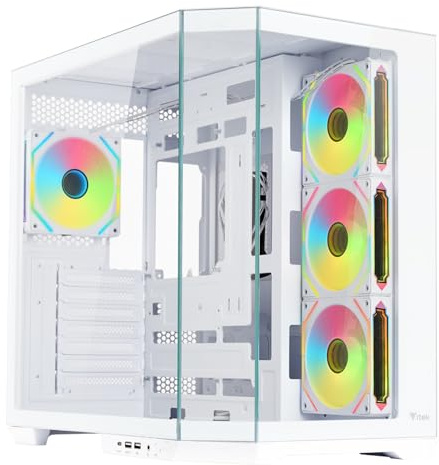 Itek Case DARK CAVE AKU - Gaming Tower - ATX - 4x12cm ARGB fan - USB3 & Type-C - parete laterale e frontale in vetro temperato - Ed. Bianca