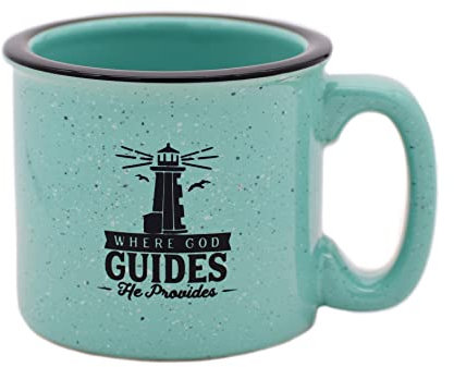 Dexsa Campfire Kaffeetasse aus Keramik mit inspirierendem Zitat – Aqua gesprenkelte Klassische Kaffeetasse, fasst 450 ml, What if You Woke up Today with only What You thanked God for Yesterday?