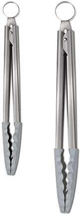 Zeal JSET2S Non-Stick Silicone Large & Small Cook’s Tongs Set-French Grey